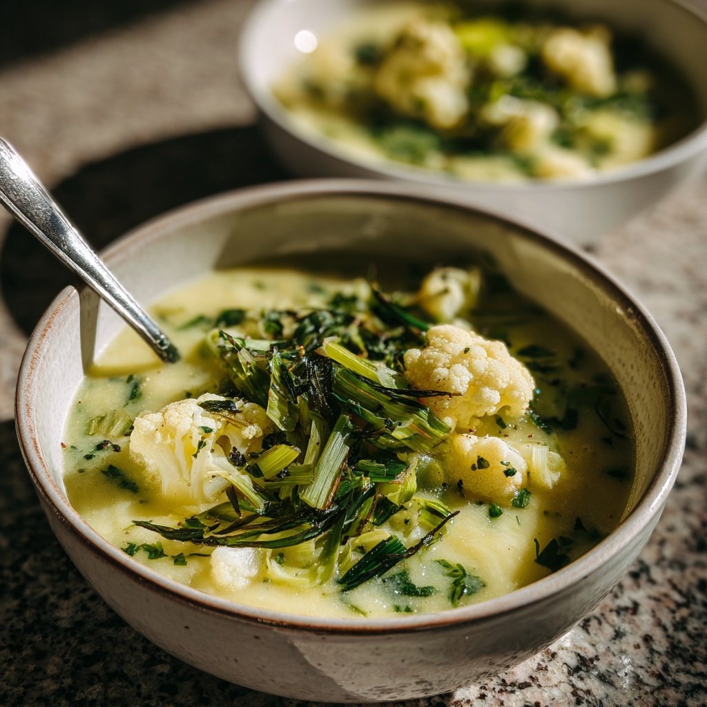 Blumenkohlsuppe mit Lauchzwiebeln