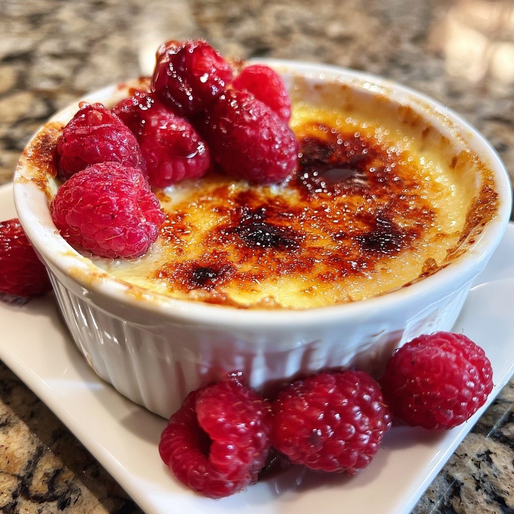 Crème Brûlée mit Himbeeren