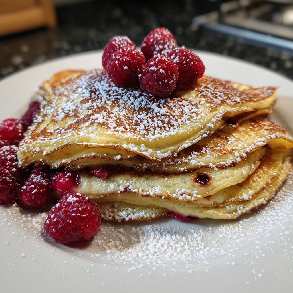 Pfannkuchen mit Himbeeren