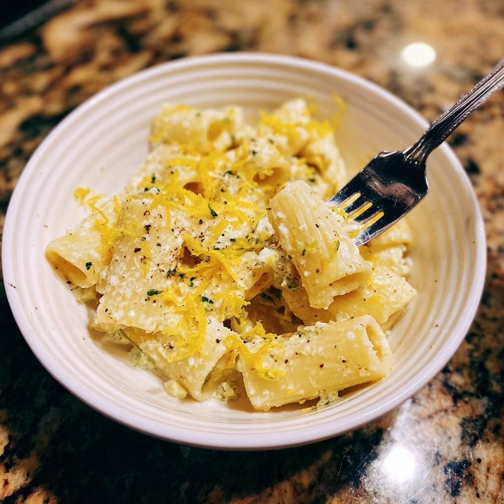 Rigatoni mit Ricotta und Zitrone