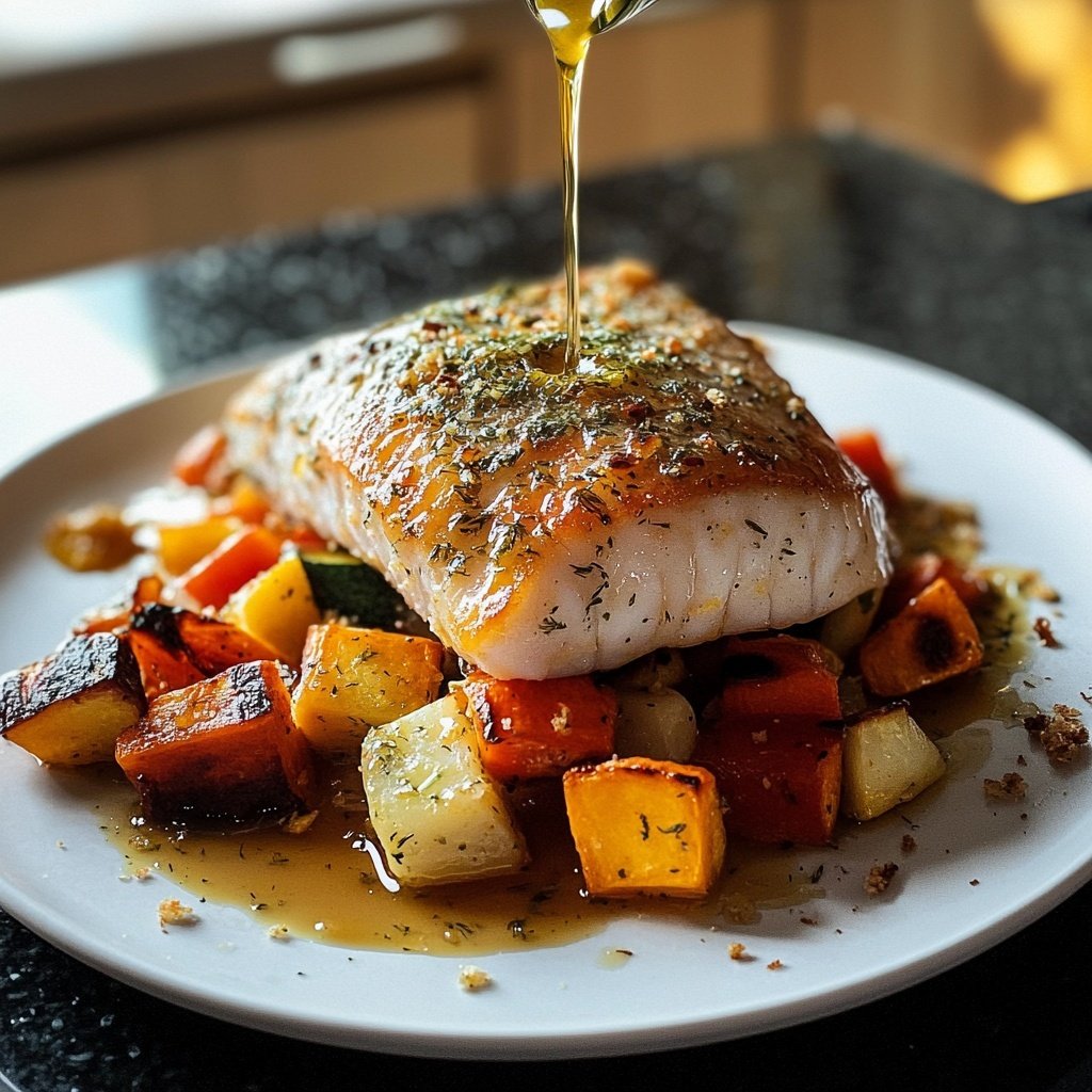 Lachs mit Ofengemüse & Zitronen-Dill-Sauce