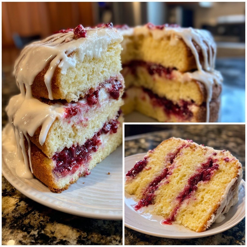 Geburtstagskuchen mit Beerenfüllung